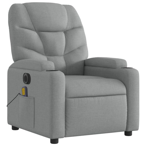 vidaXL Sill&oacute;n reclinable de masaje el&eacute;ctrico tela gris claro
