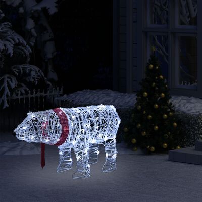 vidaXL Oso decorativo de Navidad con 45 LEDs acrílico 71x20x38 cm