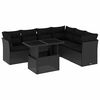 vidaXL Set de sof&aacute;s de jard&iacute;n 7 pzas con cojines rat&aacute;n sint&eacute;tico negro