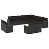 vidaXL Set de sof&aacute;s de jard&iacute;n y cojines 13 pzas rat&aacute;n sint&eacute;tico negro