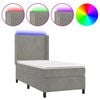 vidaXL Cama box spring colch&oacute;n y LED terciopelo gris claro 80x200 cm