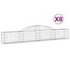 vidaXL Cestas de gaviones 8 uds forma de arco hierro 300x30x40/60 cm