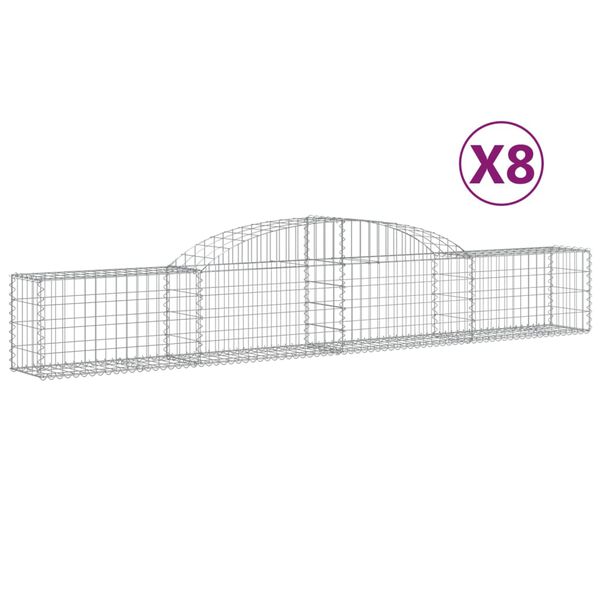 vidaXL Cestas de gaviones 8 uds forma de arco hierro 300x30x40/60 cm