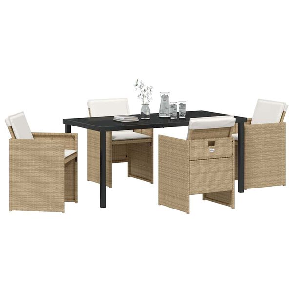 vidaXL Conjunto de Comedor de Jard&iacute;n 5 pcs Beige rat&aacute;n sint&eacute;tico