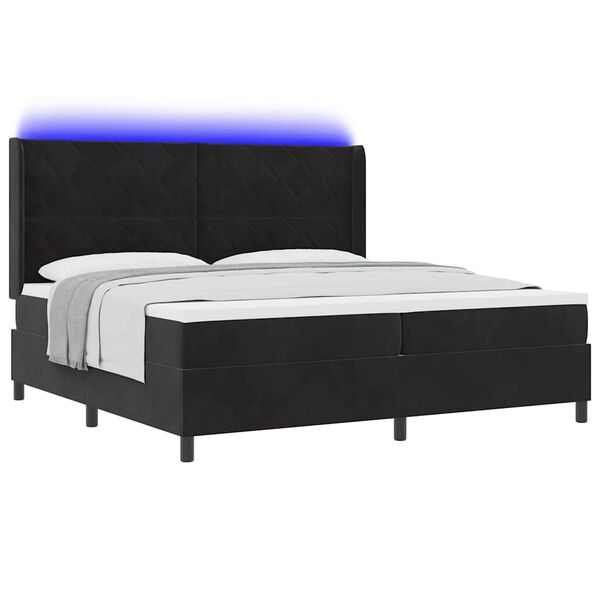 vidaXL Cama tipo Box Spring con colch&oacute;n Negro 200 x 200 cm Terciopelo