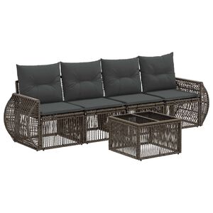 vidaXL Conjunto de sof&aacute;s de jard&iacute;n 5 uds. Gris y Gris Oscuro