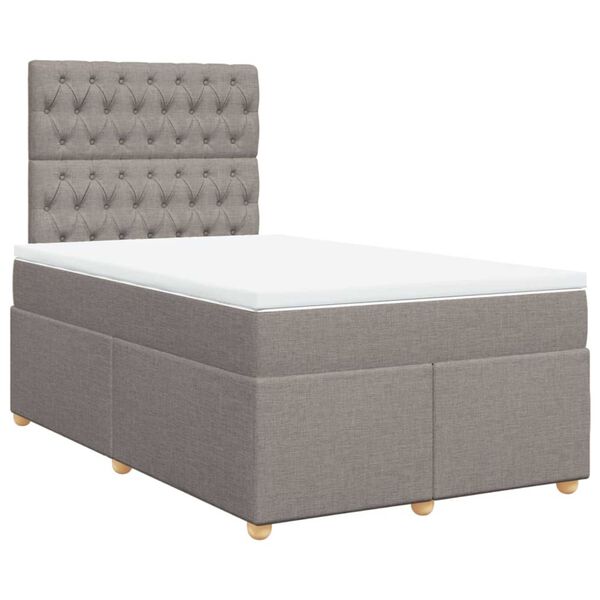 vidaXL Cama box spring con colch&oacute;n tela gris taupe 120x200 cm