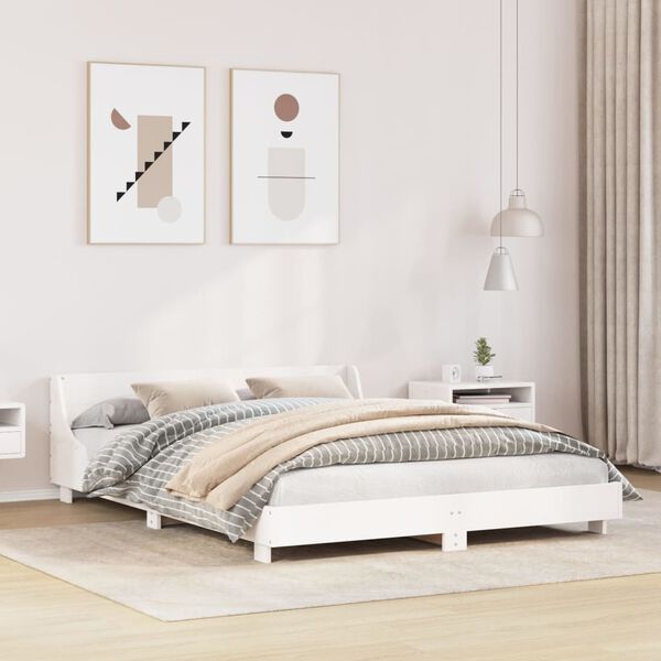 vidaXL Estructura de cama sin colch&oacute;n madera de pino blanca 140x200 cm