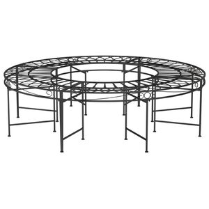 vidaXL Banco de jard&iacute;n redondo de acero negro 160 cm