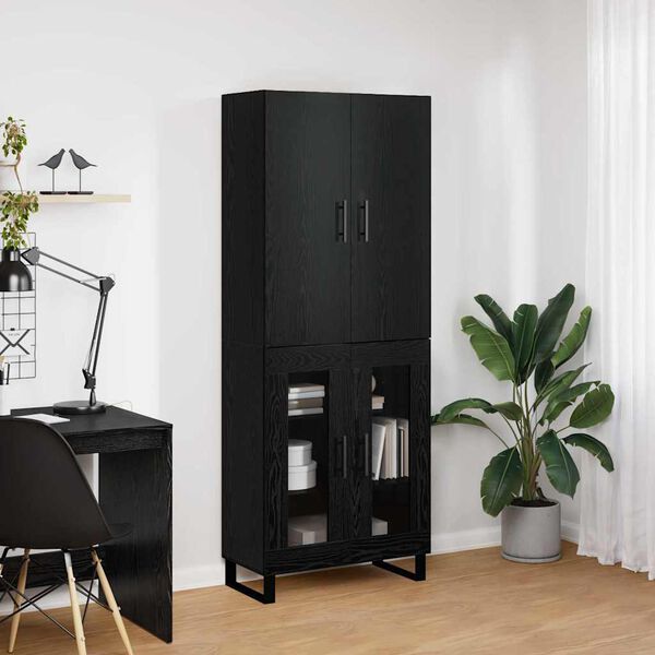 vidaXL Aparador alto 2 pcs Roble Negro 69,5 x 34 x 180 cm