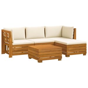 vidaXL 5 uds. Conjunto de sof&aacute;s de exterior Madera de Acacia S&oacute;lida