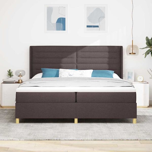 vidaXL Cama tipo Box Spring con colch&oacute;n Marr&oacute;n 200 x 200 cm tela
