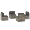 vidaXL Sof&aacute;s centrales de jard&iacute;n 4 uds rat&aacute;n PE gris 57x57x56 cm