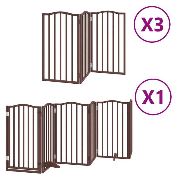 vidaXL Puerta de perros plegable 15 paneles madera &aacute;lamo marr&oacute;n 750 cm