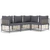 vidaXL Set muebles de jard&iacute;n 4 pzas y cojines rat&aacute;n PE gris antracita