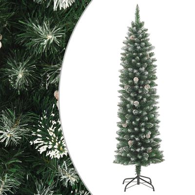 vidaXL Árbol de Navidad artificial estrecho con soporte PVC 210 cm