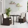 vidaXL Conjunto de Comedor de Jard&iacute;n 3 pcs Marr&oacute;n rat&aacute;n sint&eacute;tico