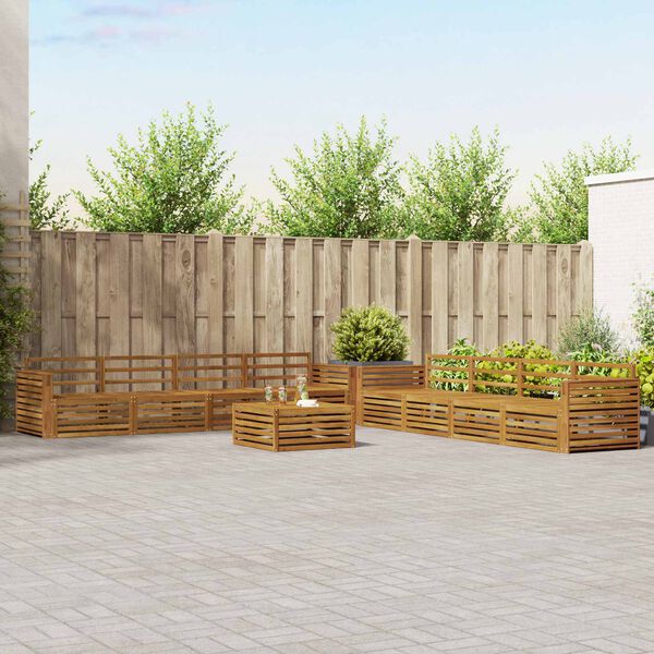 vidaXL Conjunto de sof&aacute;s de exterior 9 pcs Natural