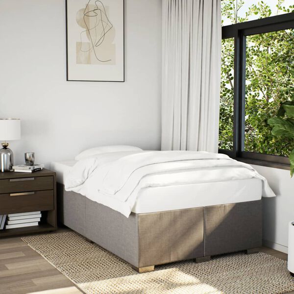 vidaXL Cama box spring con colch&oacute;n tela gris taupe 120x200 cm