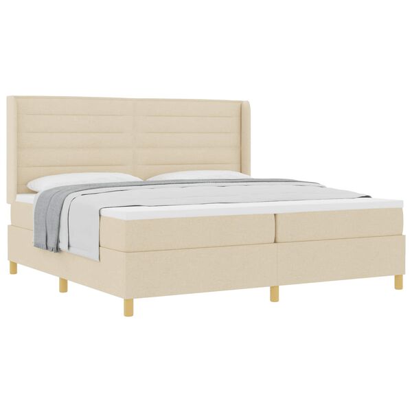 vidaXL Cama tipo Box Spring con colch&oacute;n Crema 200 x 200 cm tela
