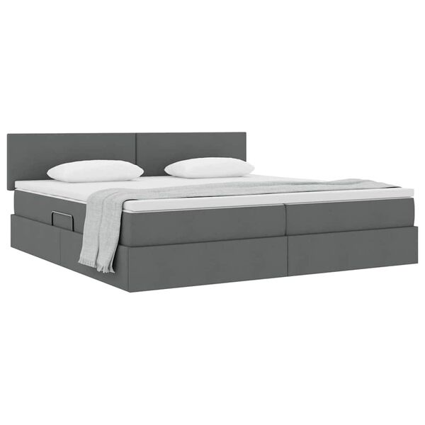 vidaXL Cama con almacenamiento y colch&oacute;n Gris oscuro 200 x 200 cm