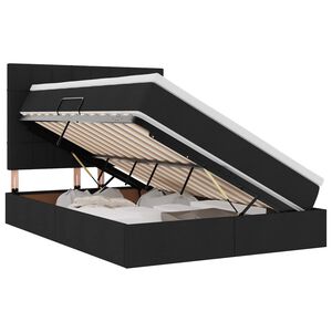 vidaXL Cama con almacenamiento y LED Negro 140 x 190 cm Poli&eacute;ster