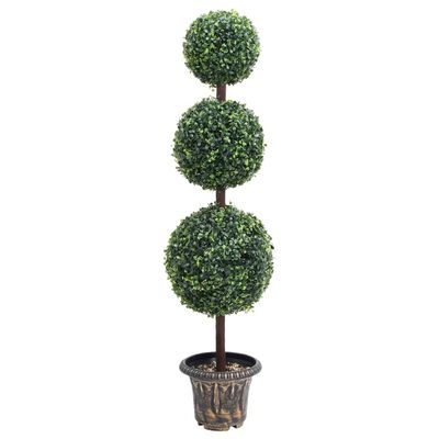 vidaXL Planta de boj artificial forma de bola con maceta verde 118 cm
