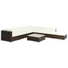 vidaXL Set muebles de jard&iacute;n 8 piezas y cojines rat&aacute;n sint&eacute;tico marr&oacute;n