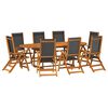 vidaXL Juego comedor de jard&iacute;n 9 pzas madera maciza acacia y textileno