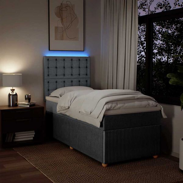 vidaXL Cama box spring con colch&oacute;n tela gris claro 90x200 cm