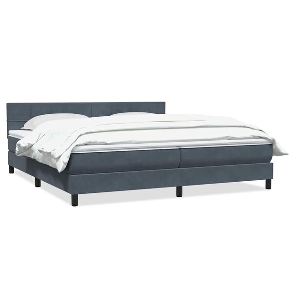 vidaXL Cama box spring con colch&oacute;n terciopelo gris oscuro 200x210 cm