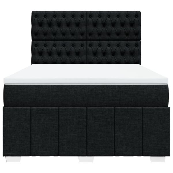 vidaXL Cama box spring con colch&oacute;n tela negro 160x200 cm
