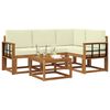 vidaXL Conjunto de sof&aacute;s de exterior con coj&iacute;n 5 pcs Natural y Crema