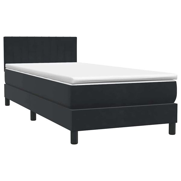 vidaXL Cama box spring con colch&oacute;n cuero sint&eacute;tico negro 80x210 cm