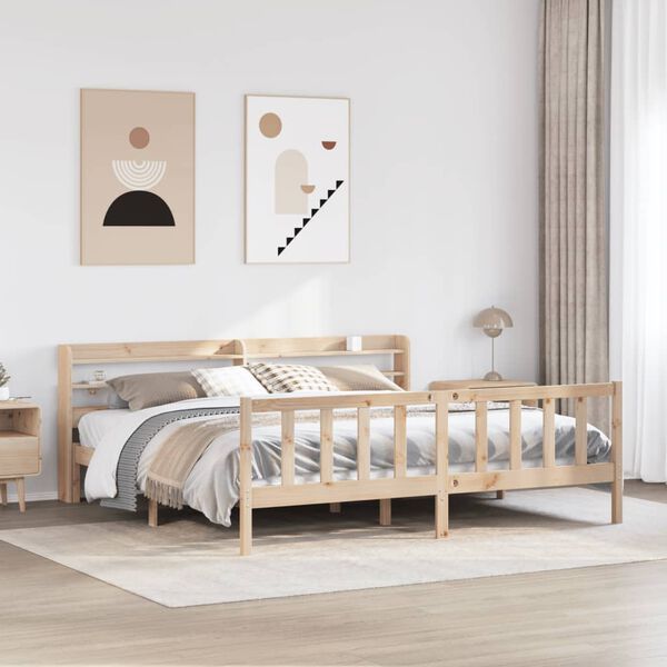 vidaXL Estructura de cama sin colch&oacute;n madera maciza de pino 180x200 cm