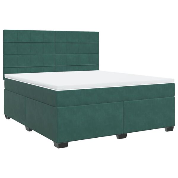 vidaXL Cama box spring con colch&oacute;n terciopelo verde oscuro 180x200 cm