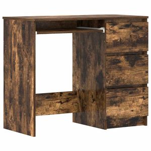 vidaXL Escritorio de madera contrachapada roble ahumado 90x45x76 cm