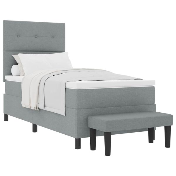 vidaXL Cama tipo Box Spring con colch&oacute;n Gris Claro 90 x 200 cm tela