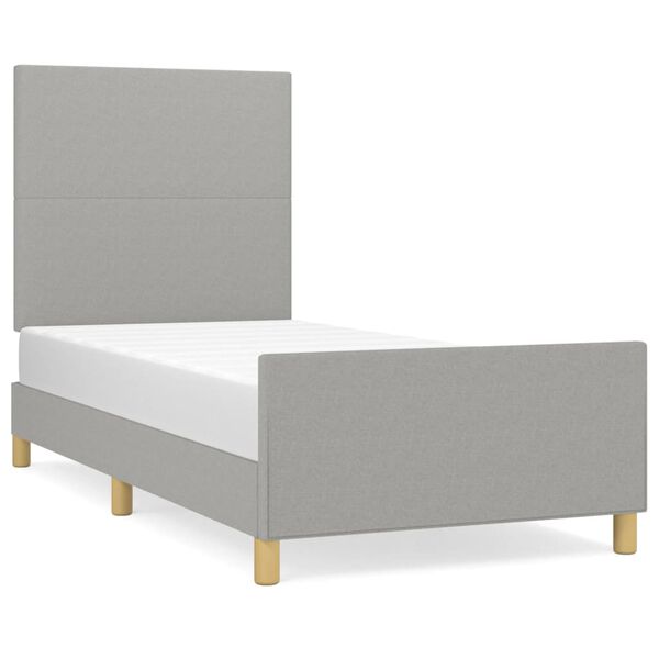 vidaXL Estructura de cama sin colch&oacute;n tela gris claro 90x190 cm