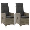 vidaXL Sillones reclinable jard&iacute;n y cojines 2 uds rat&aacute;n sint&eacute;tico gris