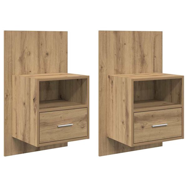 vidaXL Armario de Noche 2 pcs Roble artesanal 50 x 32.5 x 80cm