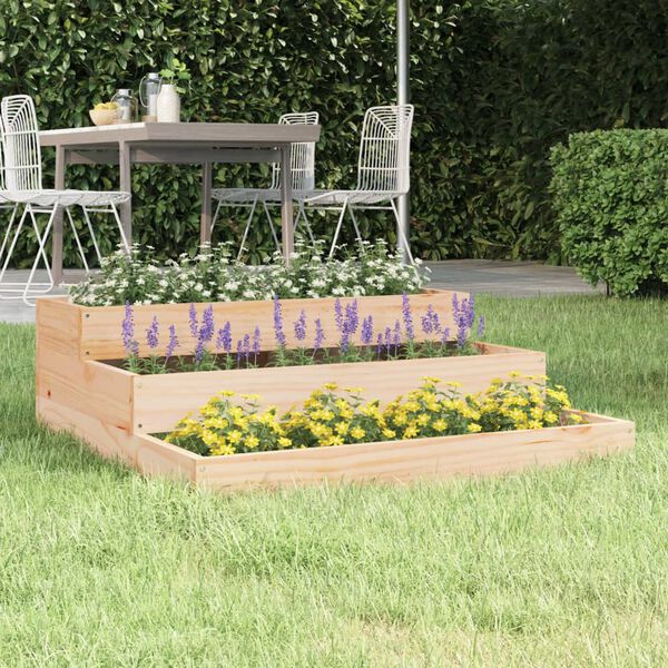 vidaXL Jardinera de madera maciza de pino 78x78x27 cm