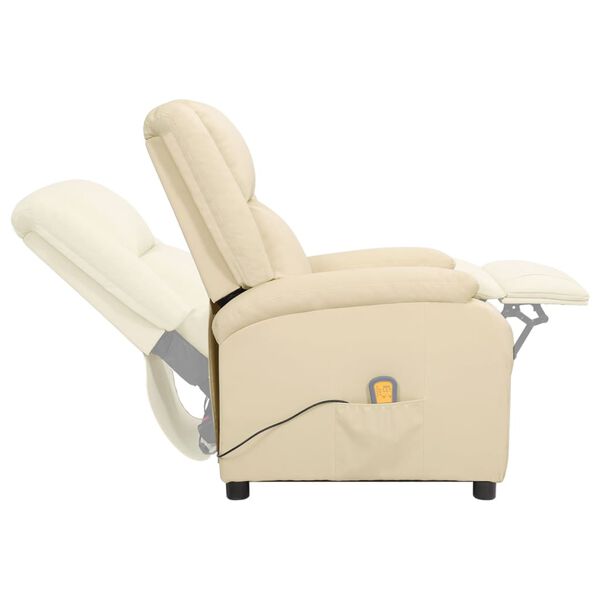 vidaXL Sill&oacute;n de masaje de cuero aut&eacute;ntico blanco crema