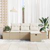 vidaXL Conjunto de sof&aacute; de jard&iacute;n 4 pcs Beige rat&aacute;n sint&eacute;tico