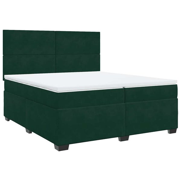 vidaXL Cama box spring con colch&oacute;n terciopelo verde oscuro 200x200 cm