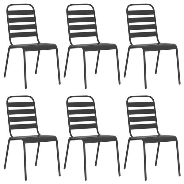 vidaXL Juego de comedor de jard&iacute;n 7 piezas acero gris antracita