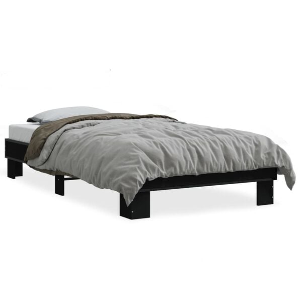 vidaXL Estructura de cama madera de ingenier&iacute;a y metal negra 75x190 cm
