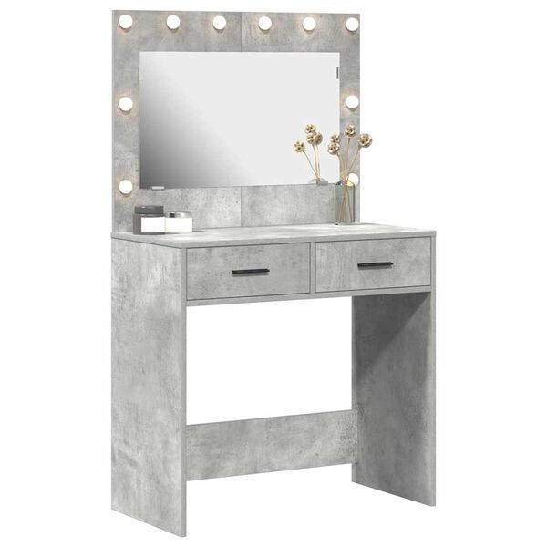 vidaXL Mesa de Tocador con cajón Gris hormigón 78.5 x 41 x 135 cm