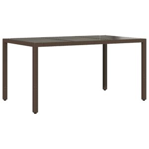 vidaXL Mesa de jard&iacute;n superficie de vidrio rat&aacute;n PE marr&oacute;n 150x90x75cm