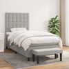 vidaXL Cama box spring con colch&oacute;n tela gris claro 100x200 cm